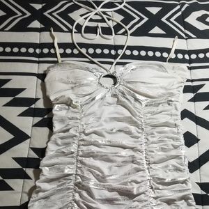 Super cute white and silver clung dress